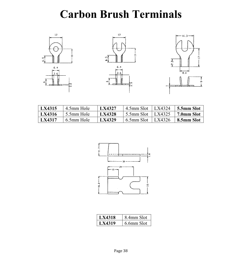 Carbon brush terminals